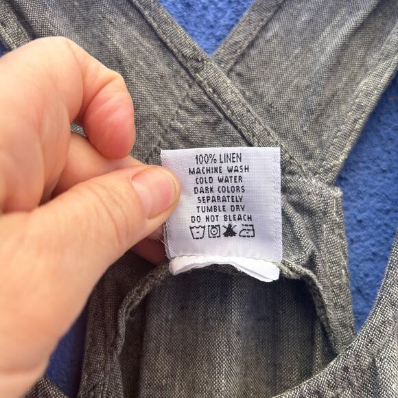 click by color me cotton gray linen apron maxi dress - Picture 4 of 8